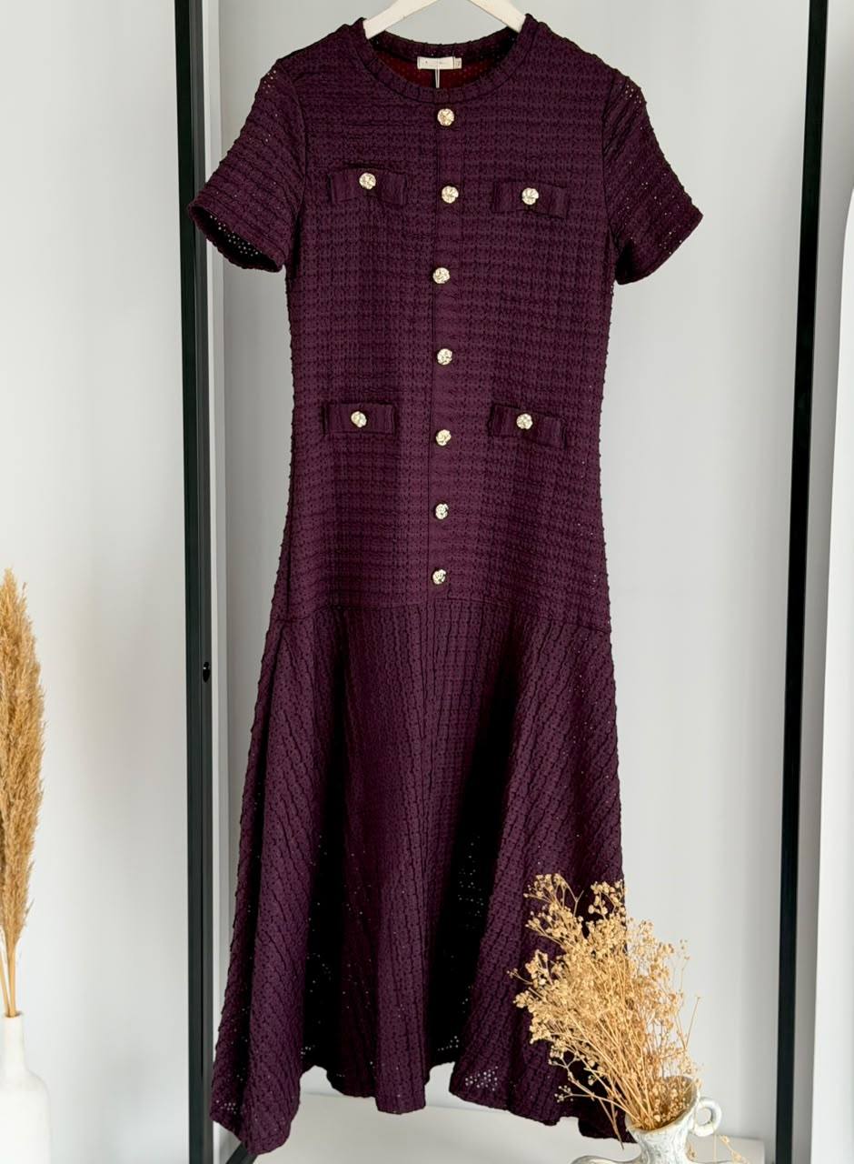 ROBE EN TWEED CÉLESTE