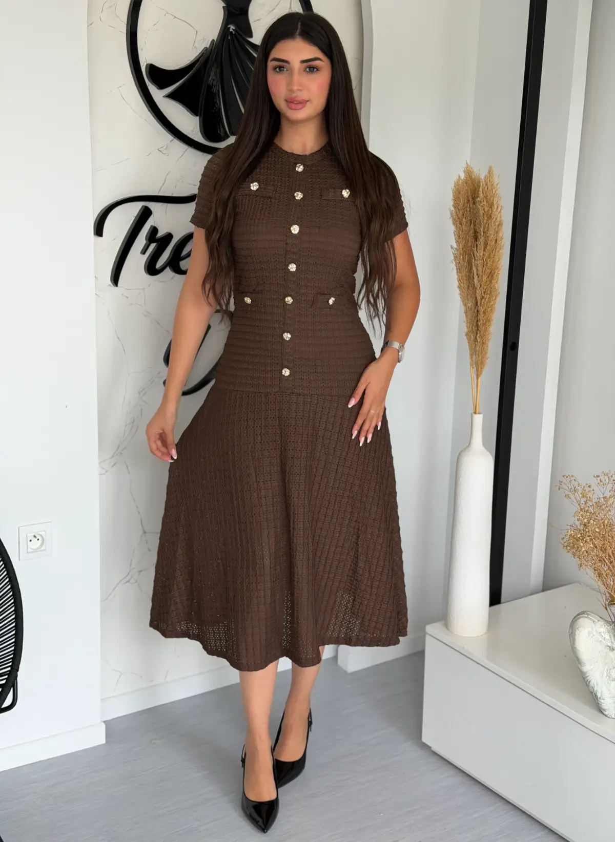 ROBE EN TWEED CÉLESTE