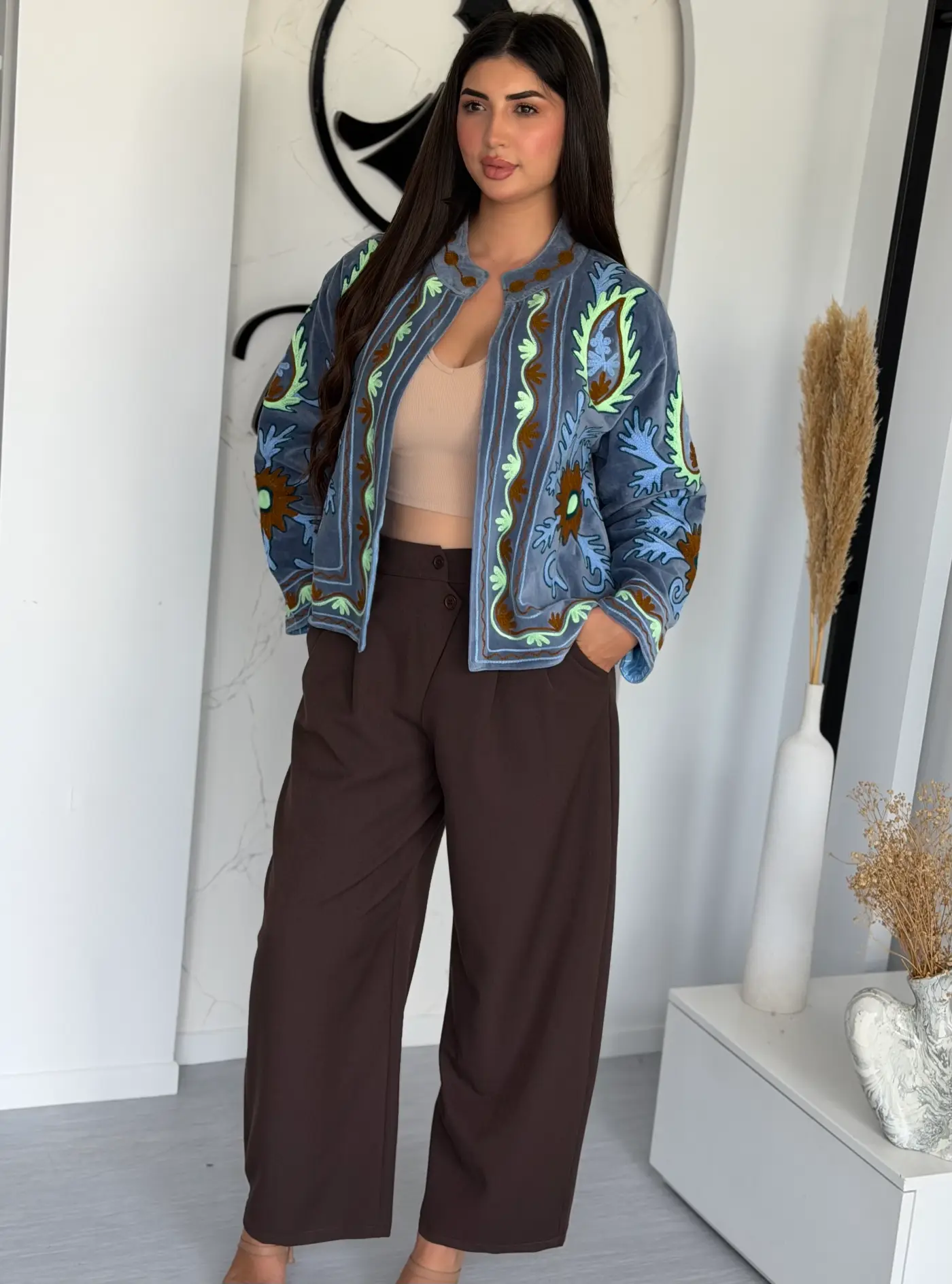 PANTALON CROISÉ À PINCES ALINA