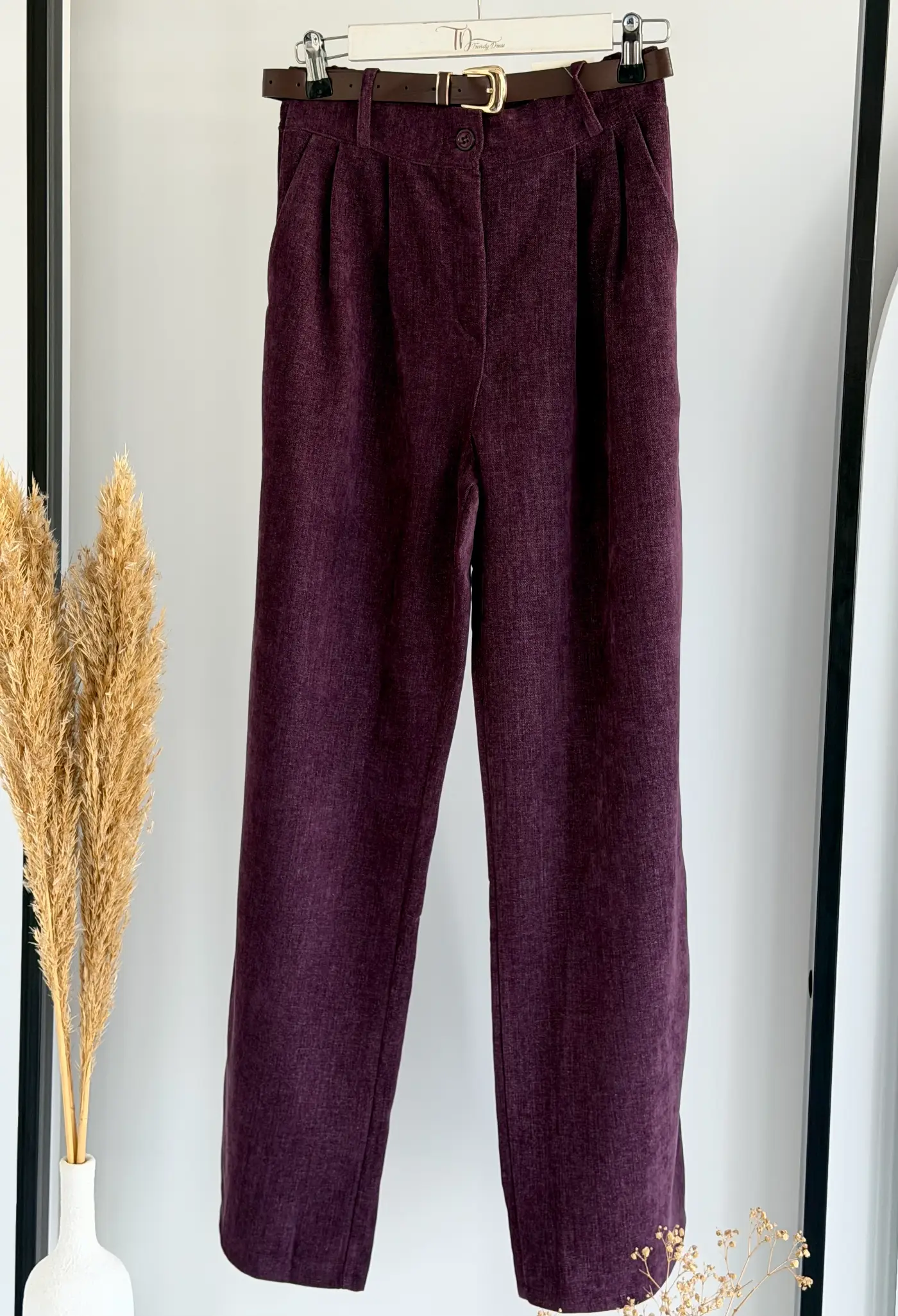 PANTALON EN VELOURS AVEC CEINTURE INÈS